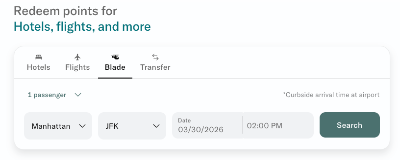 Blade search in Bilt Travel portal