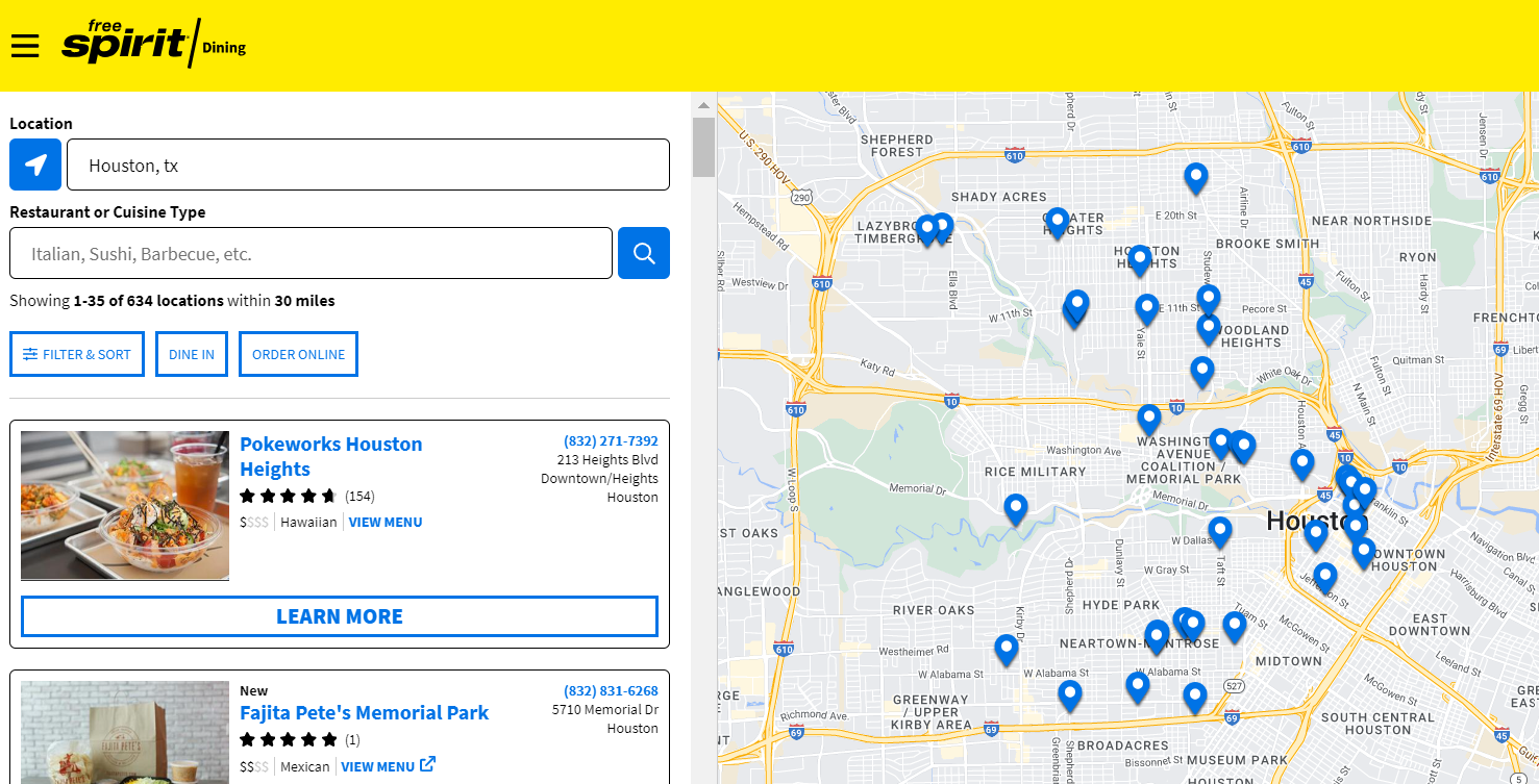 Free Spirit Dining map