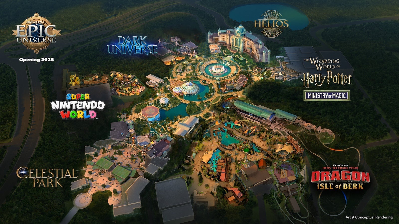 artist render of epic universe park map