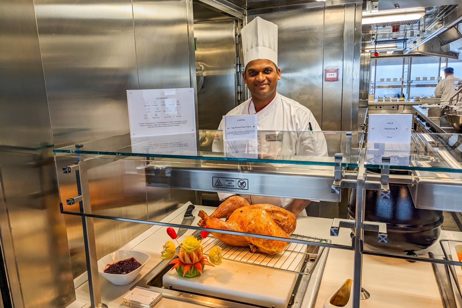 Chef at the World Cafe on Viking Polaris.
