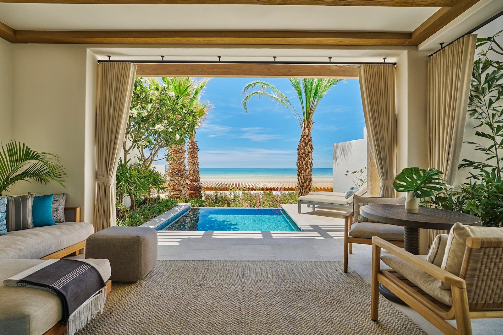 hotel room and pool