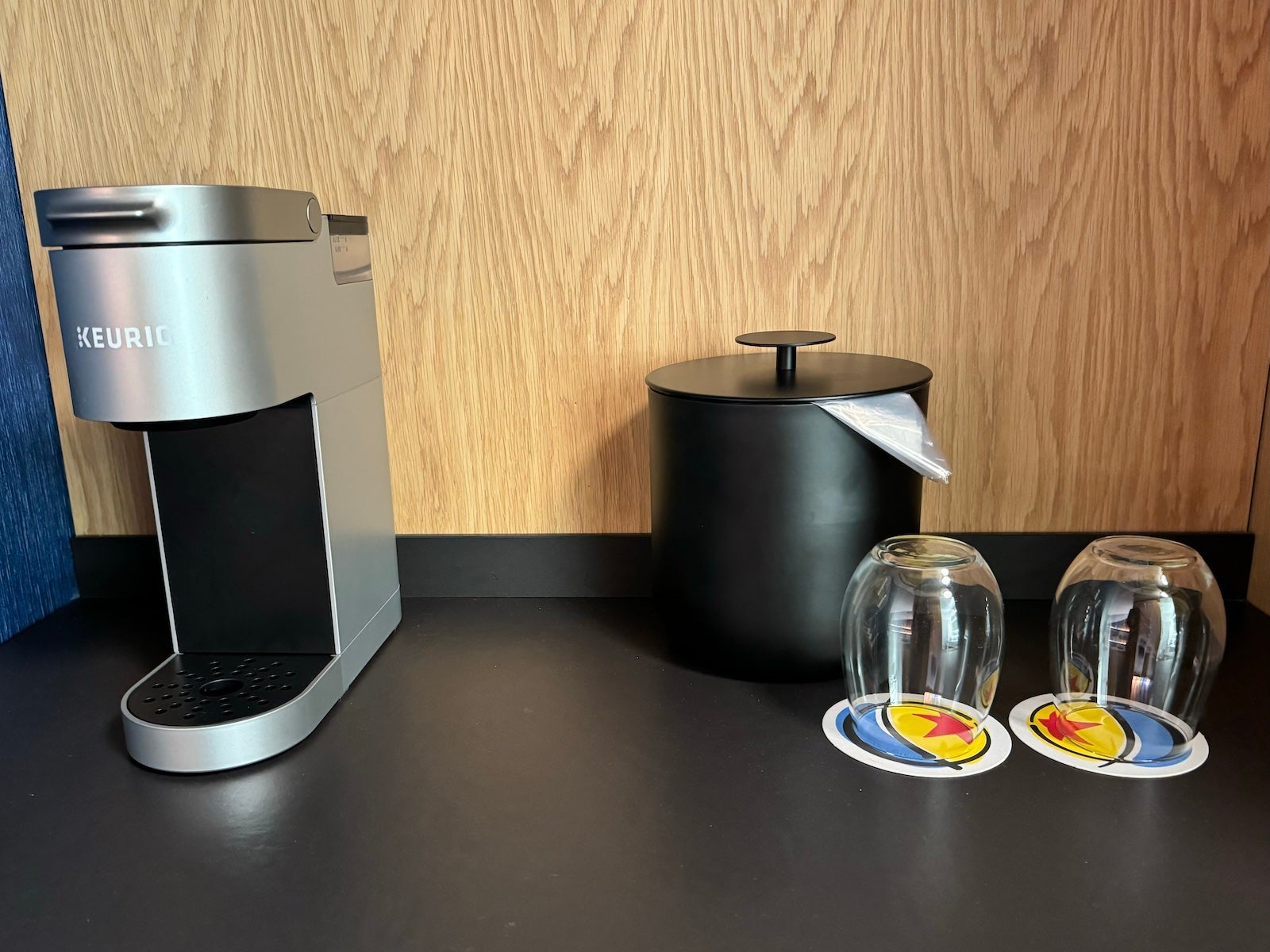 Pixar Place Hotel guest room coffee maker