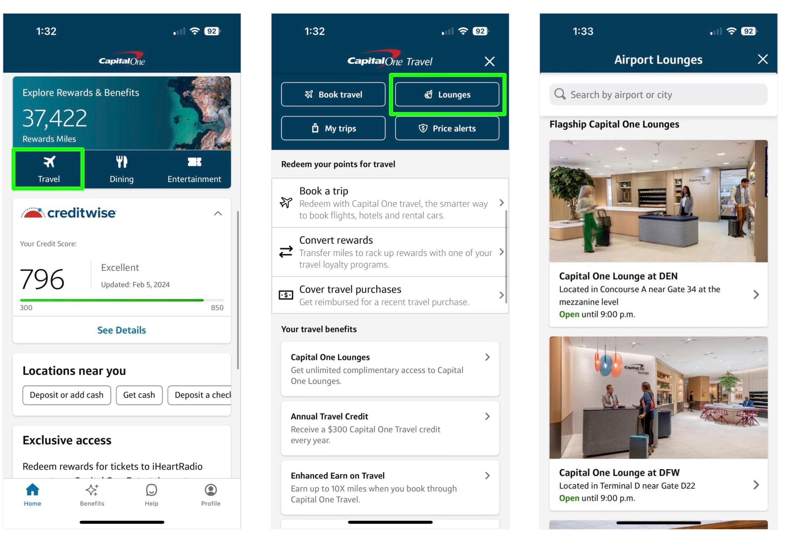 screenshot of mobile app features