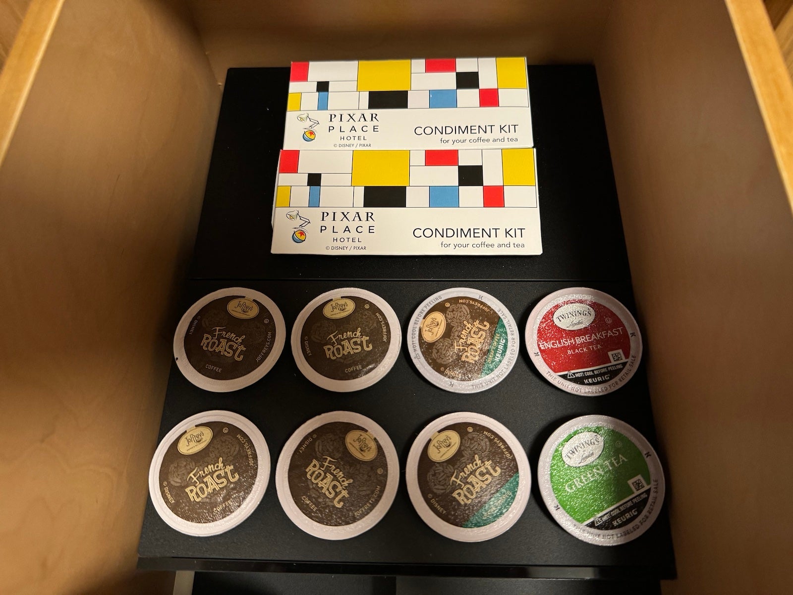 Pixar Place Hotel in room coffee