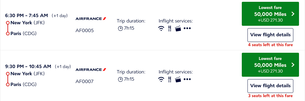 award availability chart
