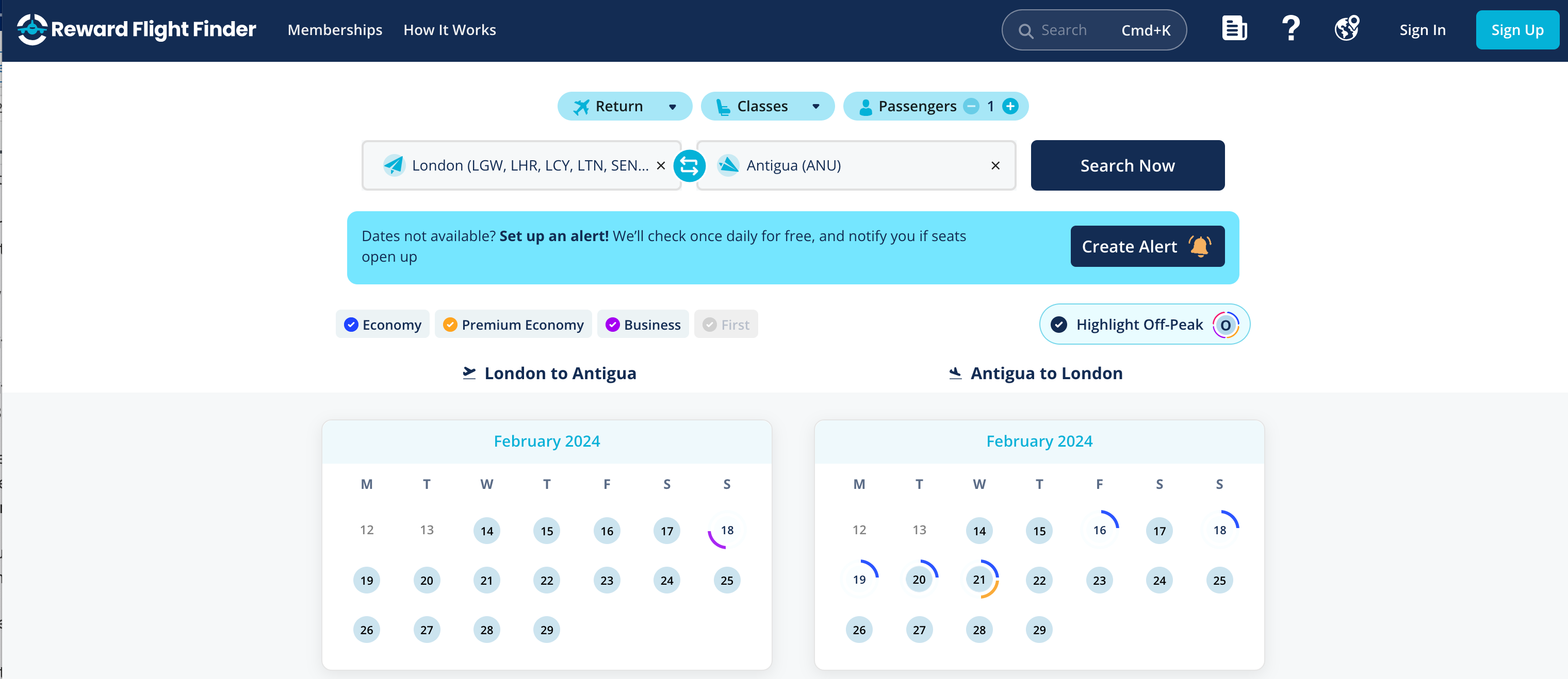 REWARDFLIGHTFINDER.COM screenshot