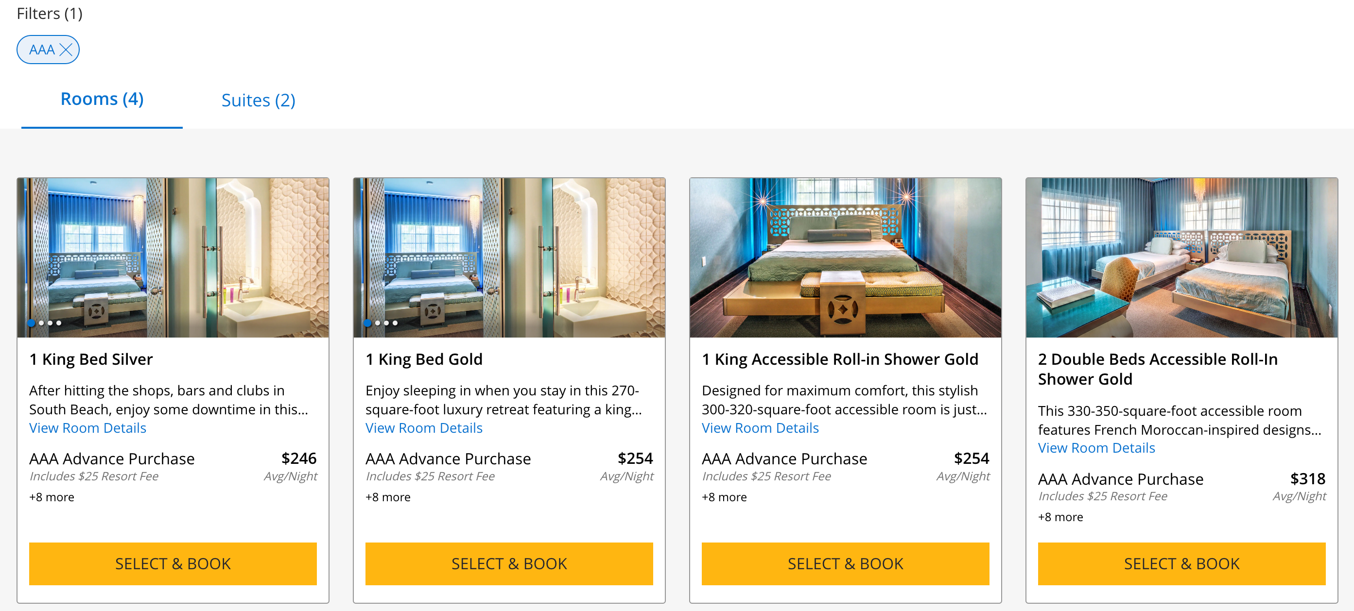 screenshot of Hyatt booking