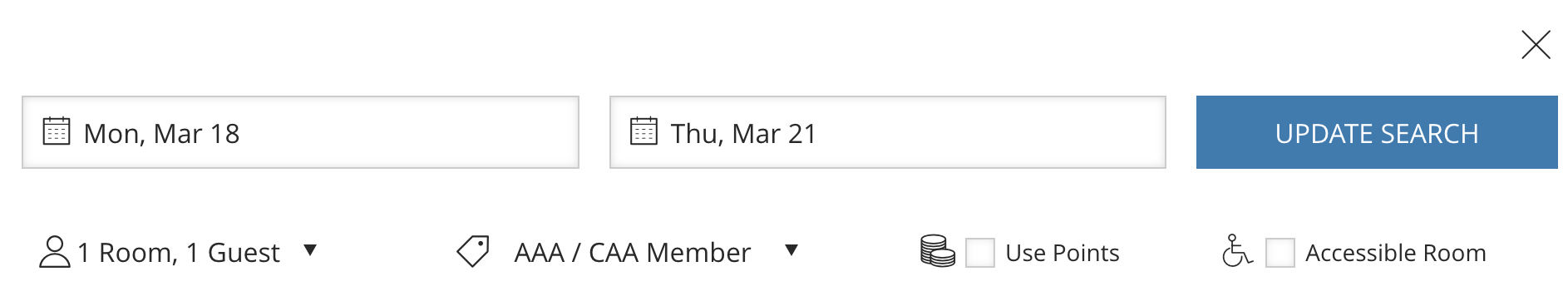 screenshot of Hyatt booking