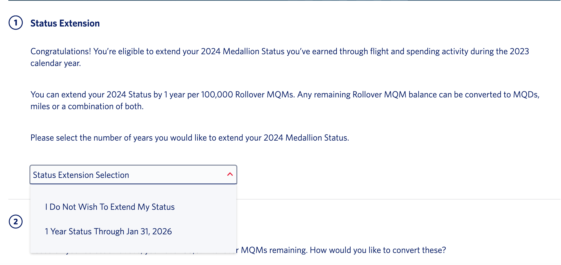 Status extensions options.
