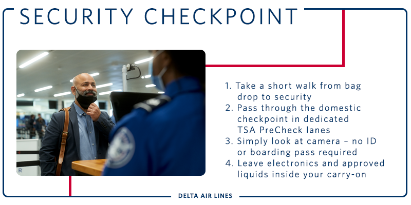 rendering of Delta Digital ID use at security checkpoint