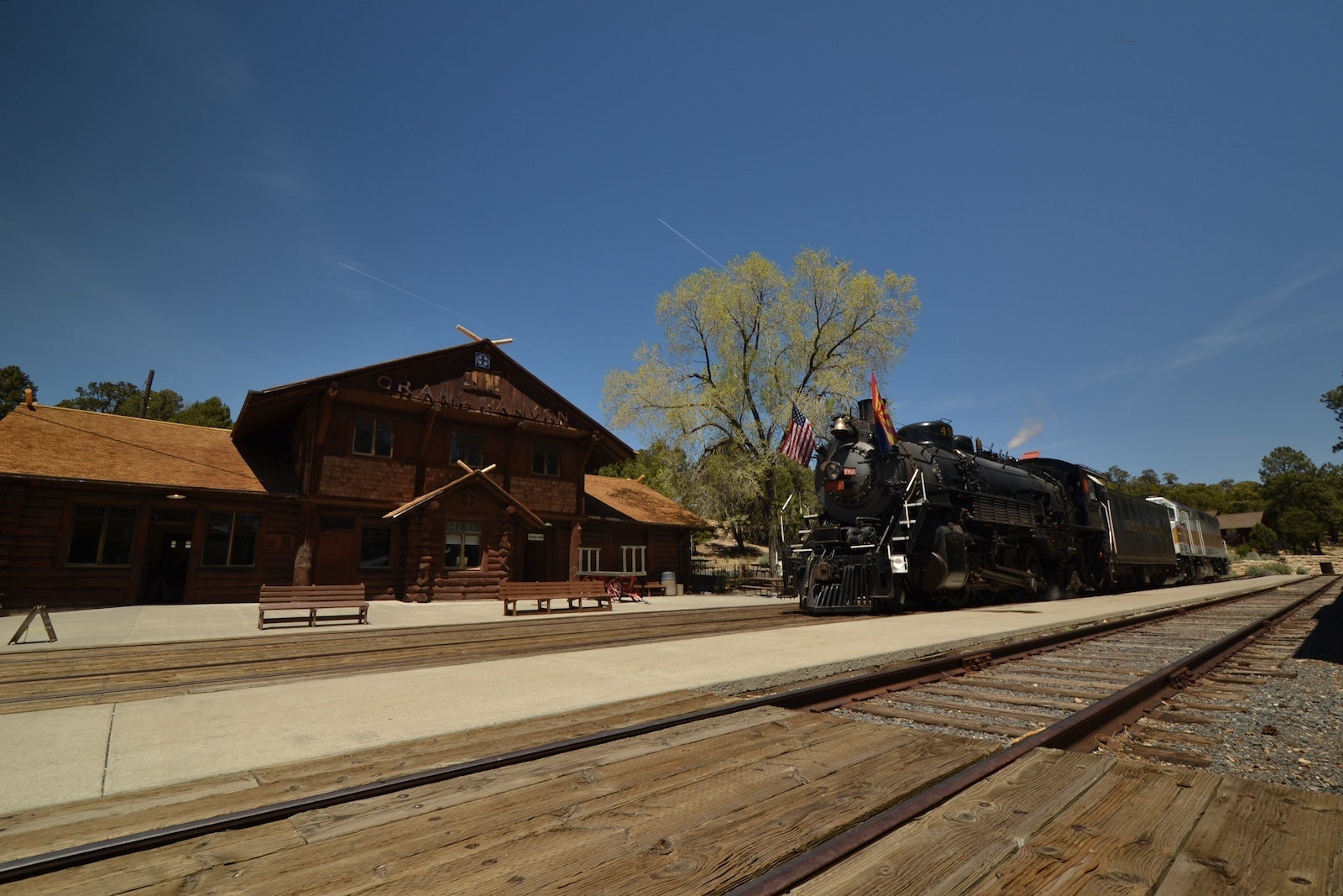 train pulling into depot