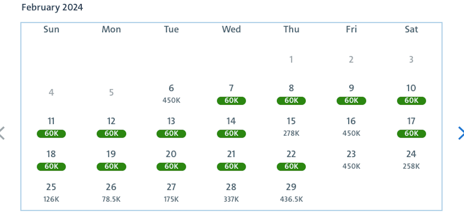 American calendar flights