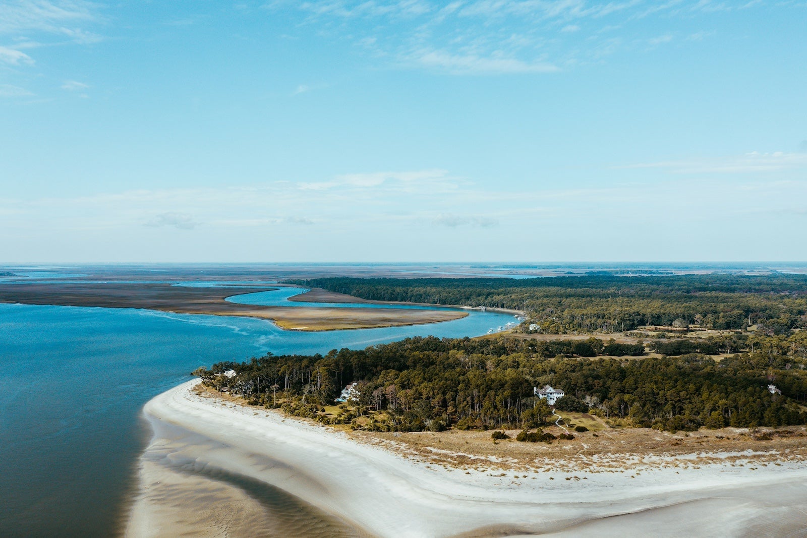 Arial shot of a beach and shoreline