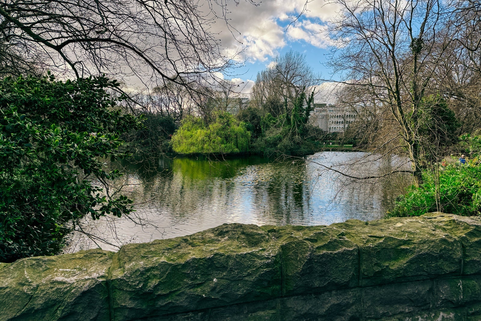 A river running through St. Stephen's Green Park