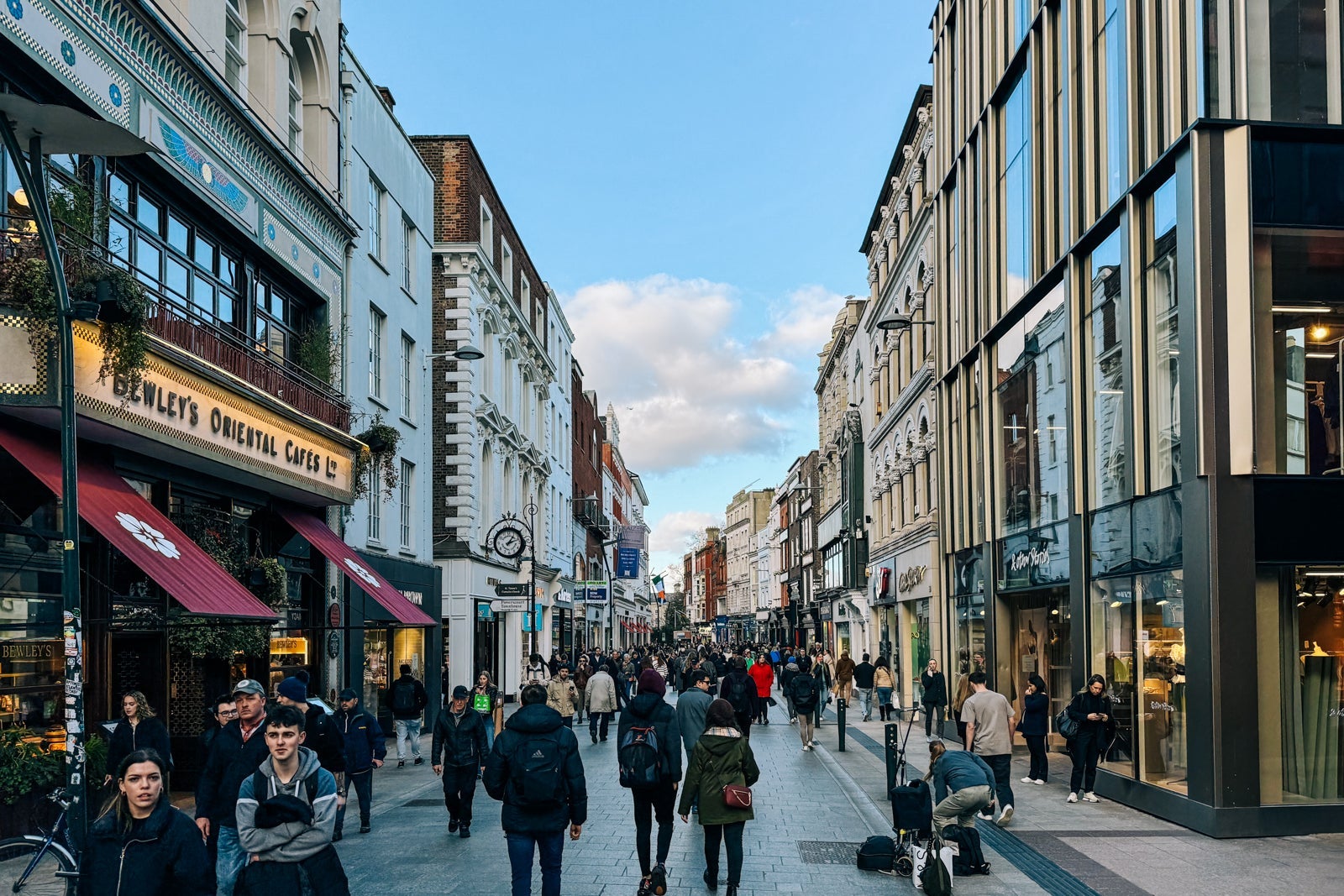 Busy Grafton Street in Dublin, Ireland
