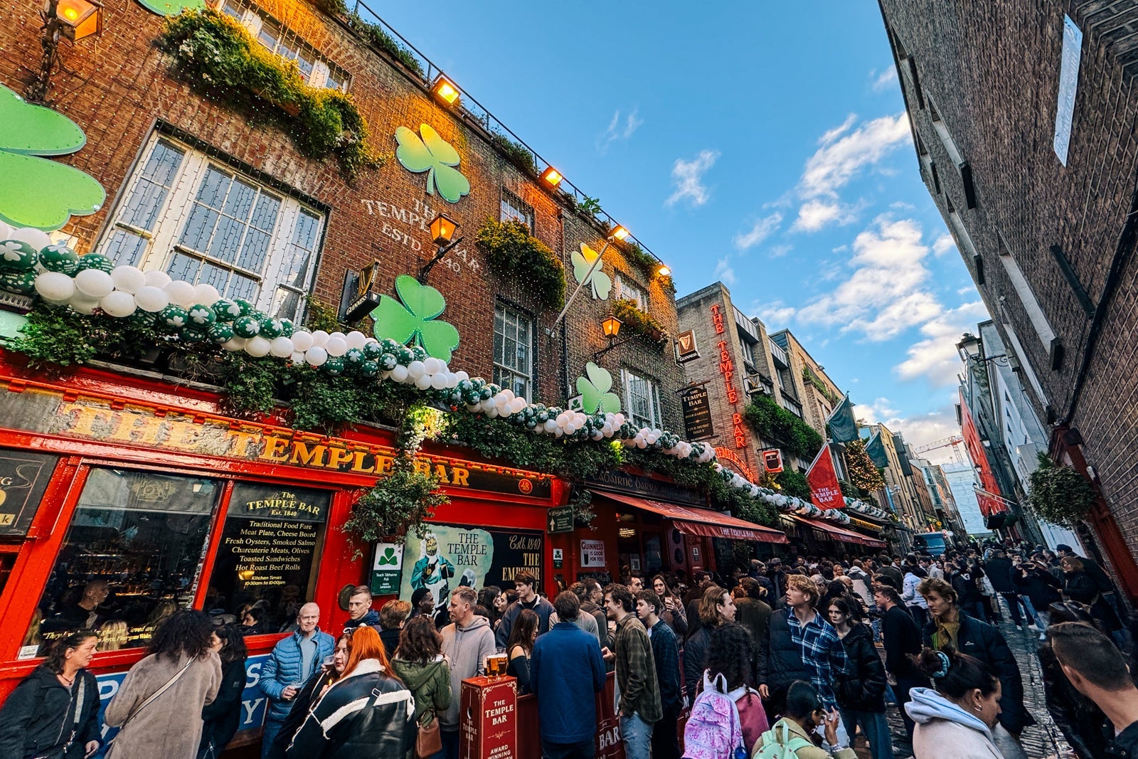 Dublin's Temple Bar district during St. Patrick's Day