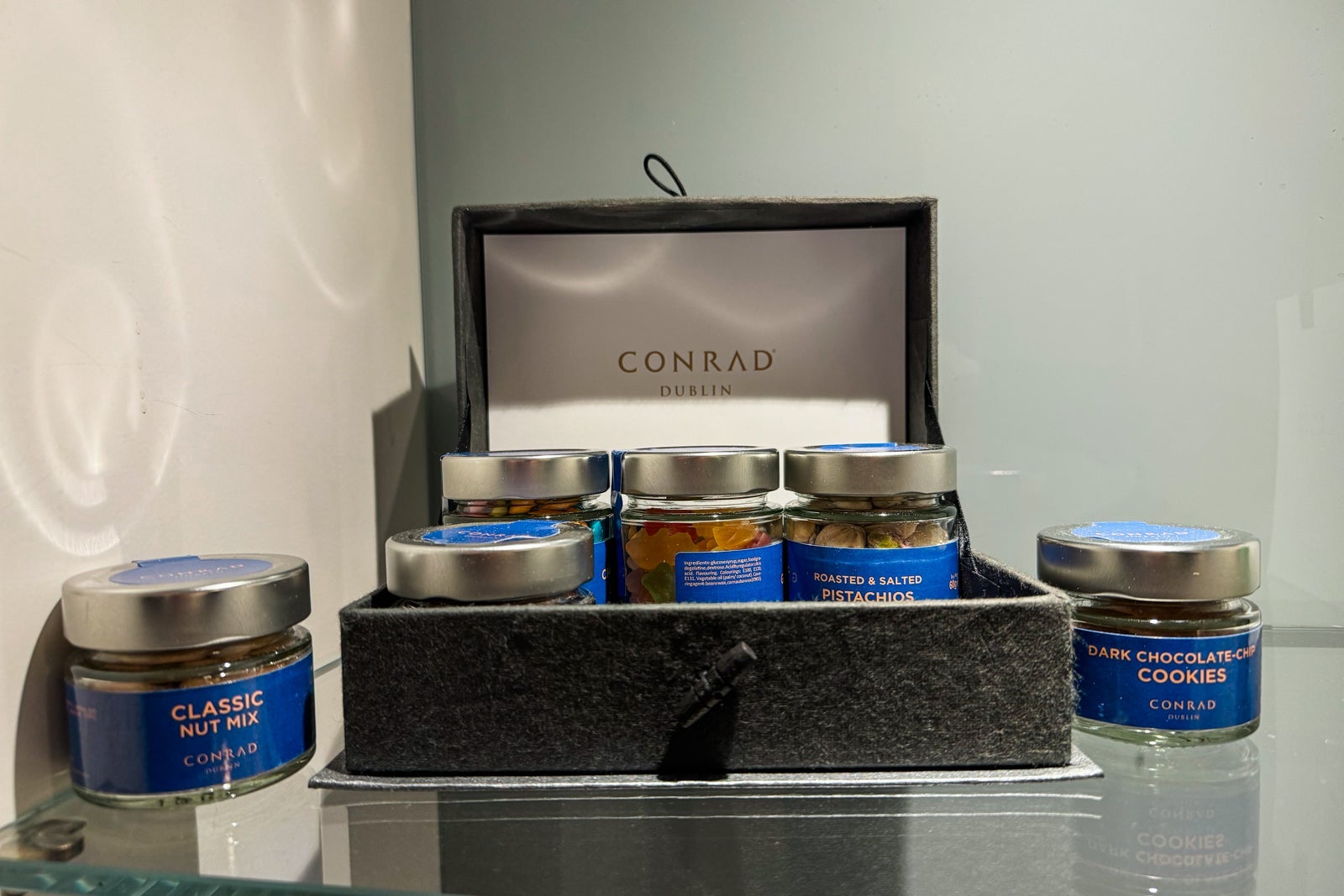 Mini-bar snacks at the Conrad Dublin