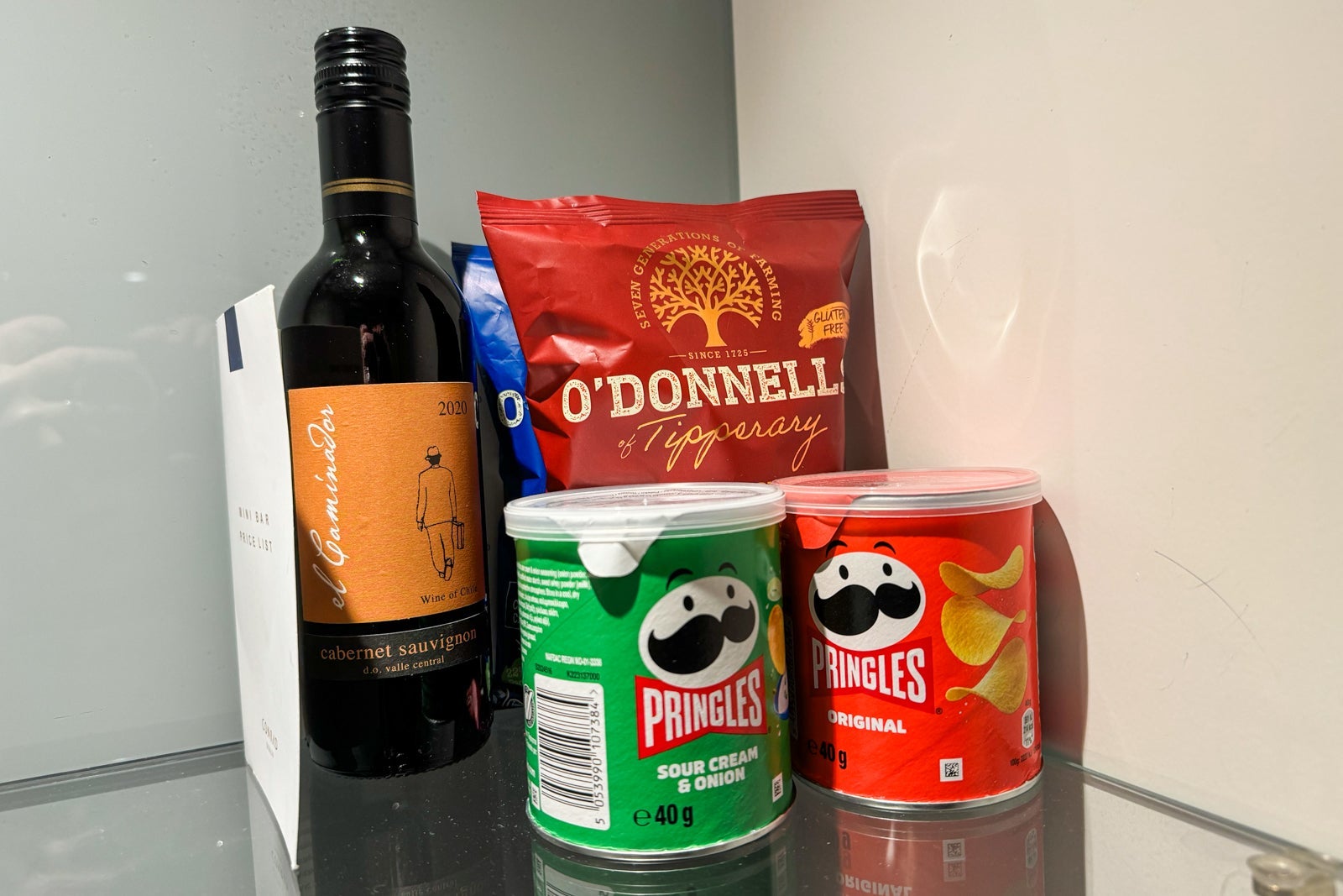 Mini-bar snacks at the Conrad Dublin