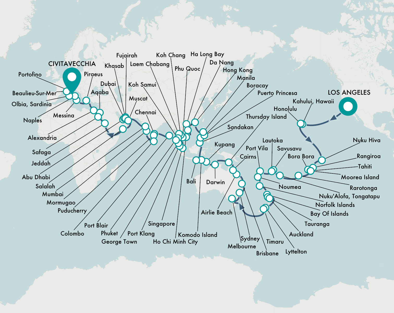 Crystal world cruise 2026 map