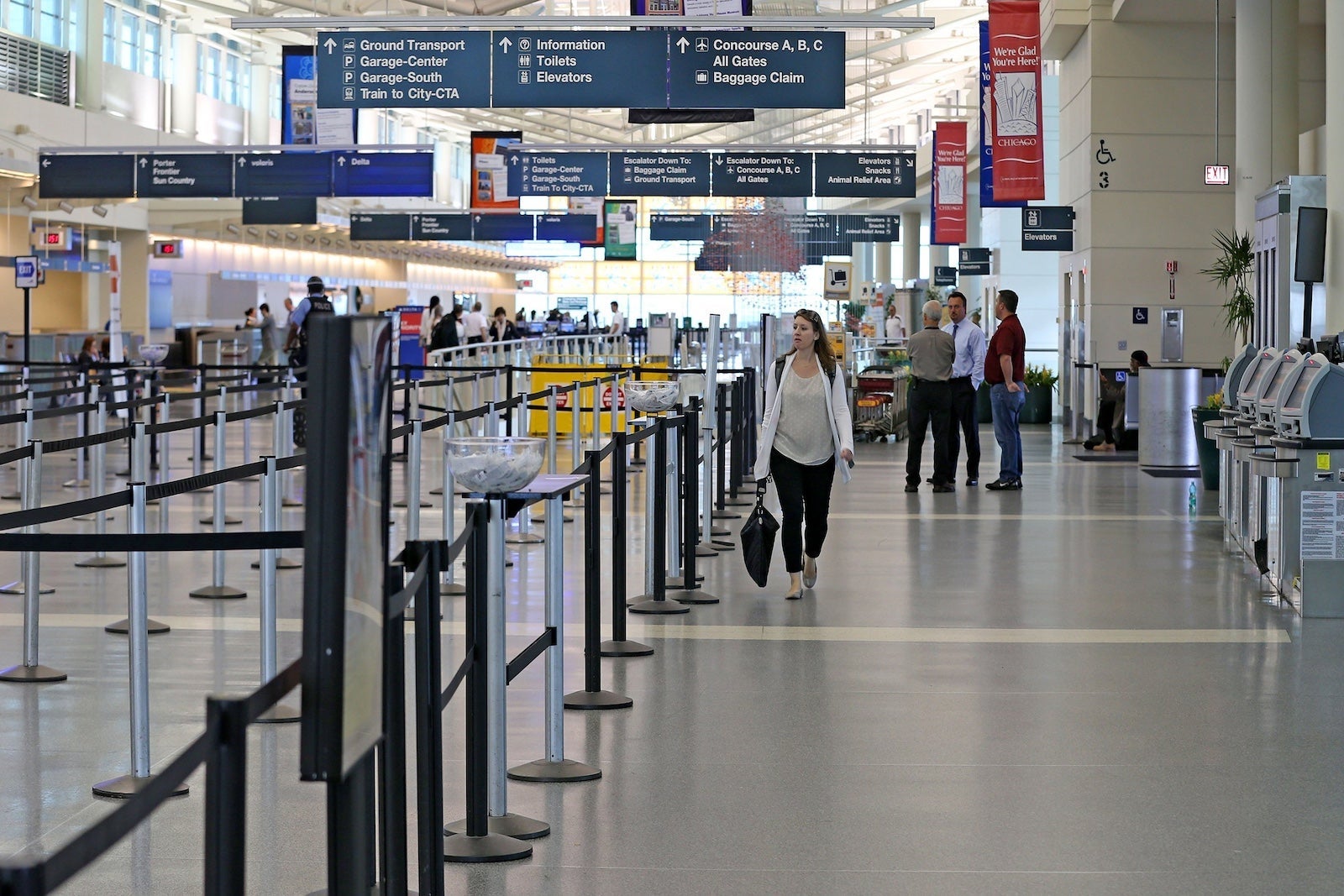 Traveler walking through Midway Airport