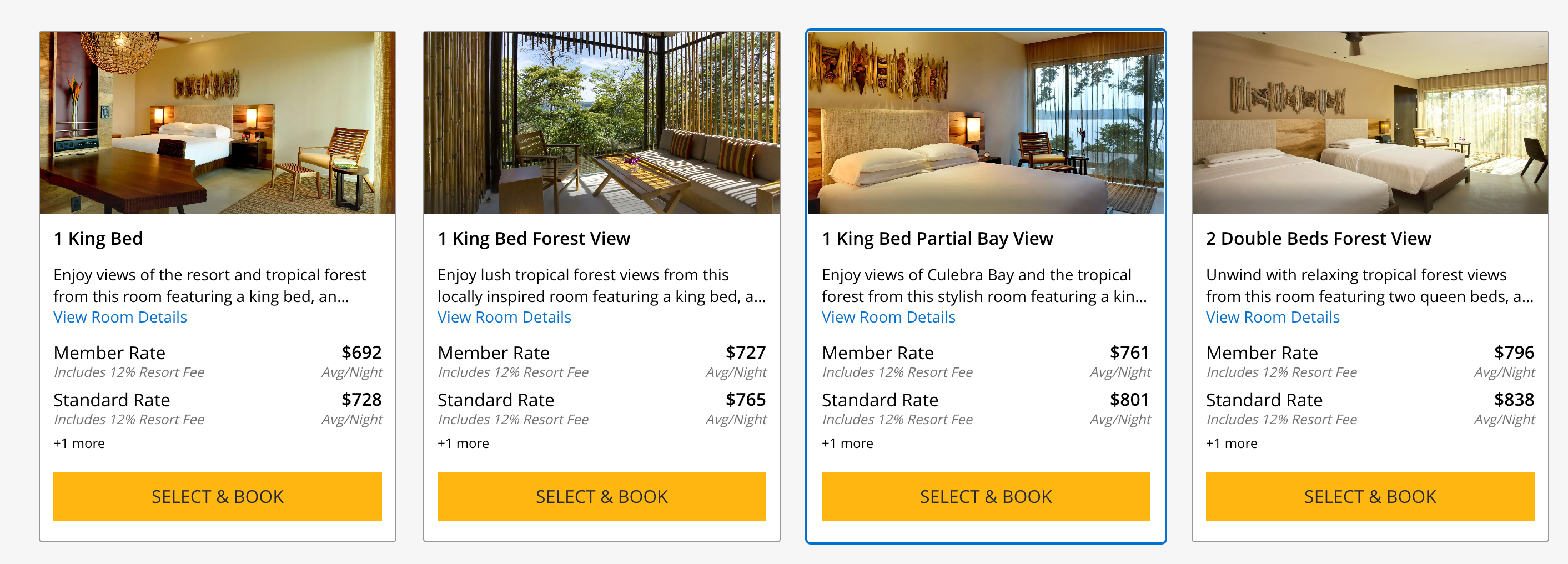screenshot from hyatt website booking page