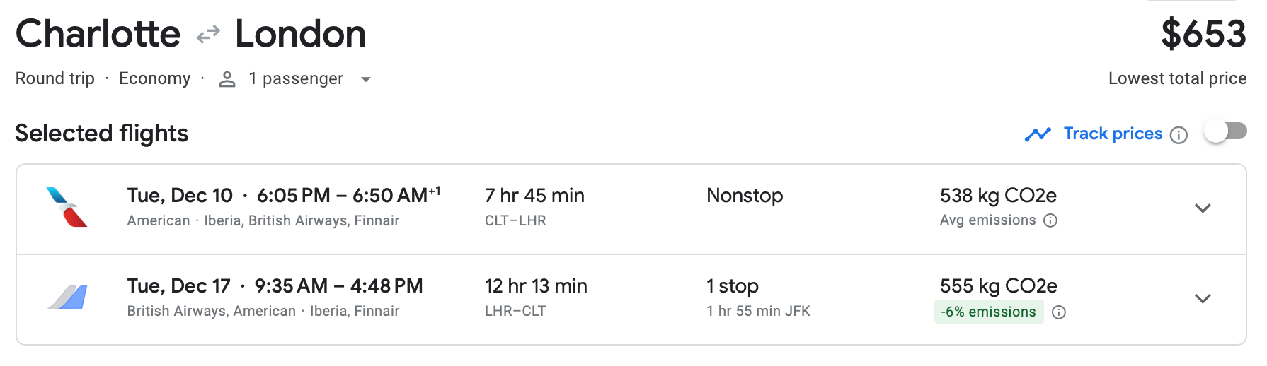 charlotte to london flight