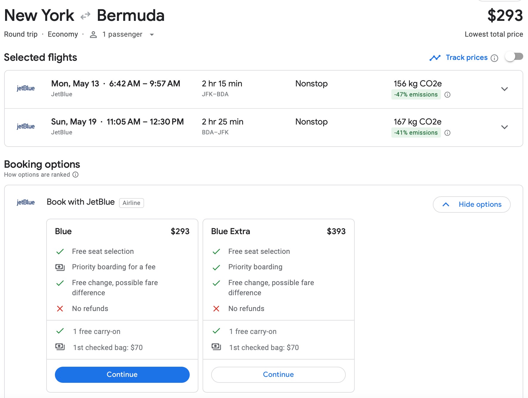 new york to bermuda flight on google