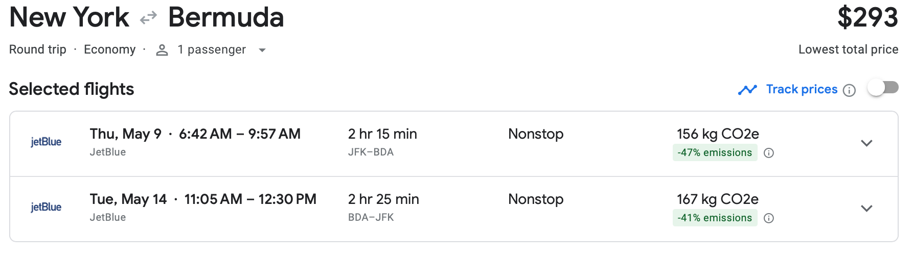 new york to bermuda flight on google