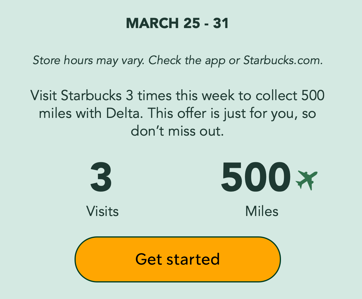 Screenshot of Starbucks Delta promo