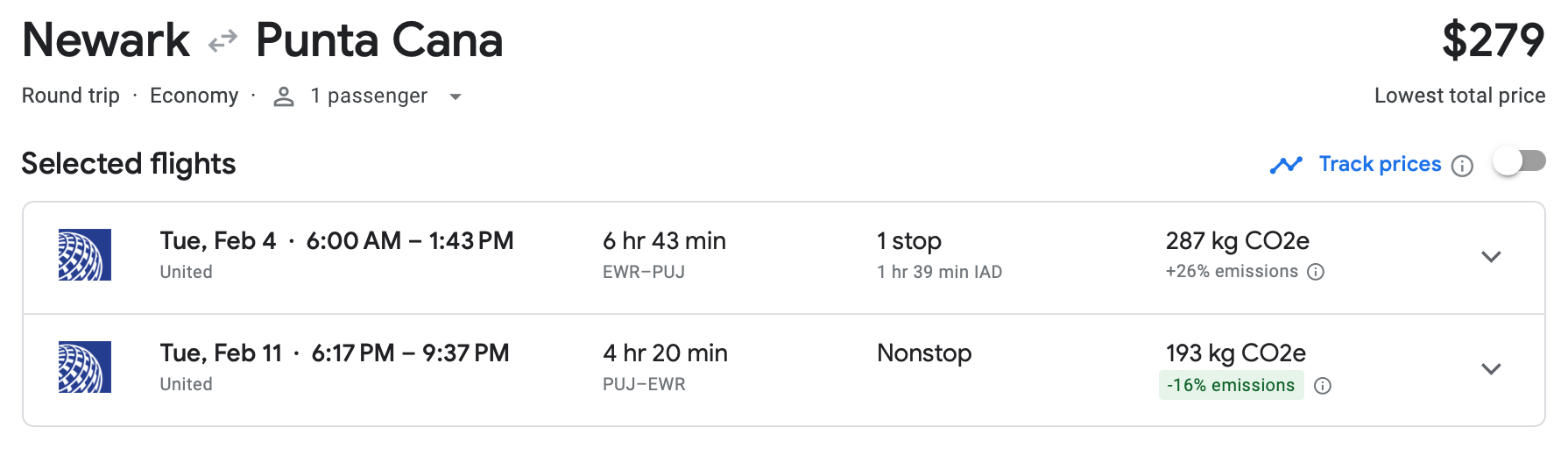 newark to punta cana