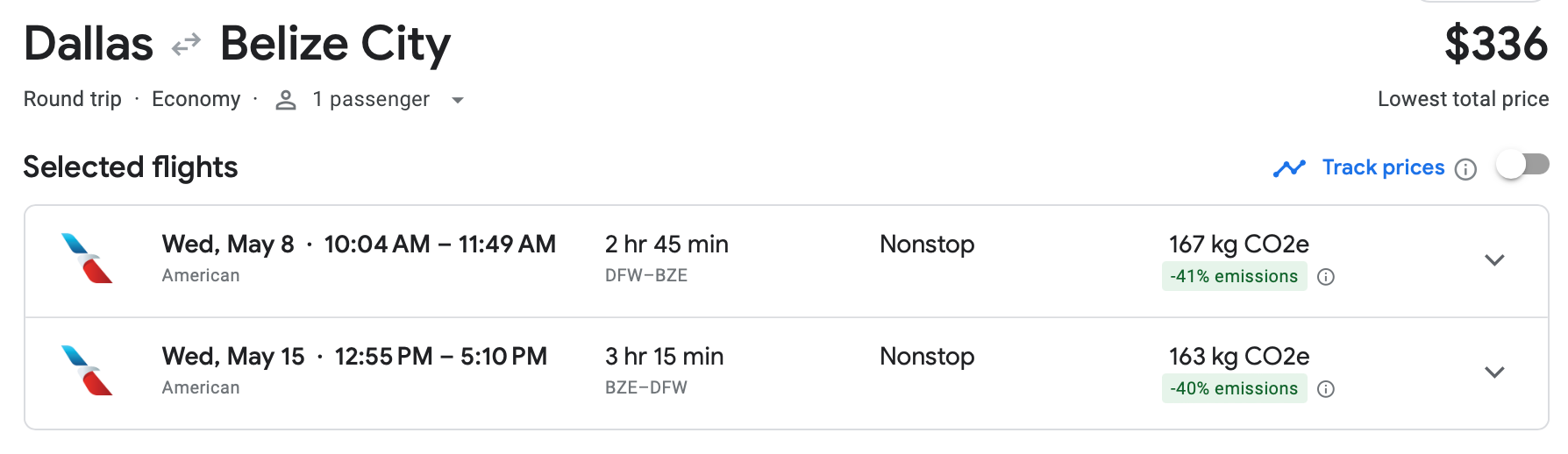 dallas to belize