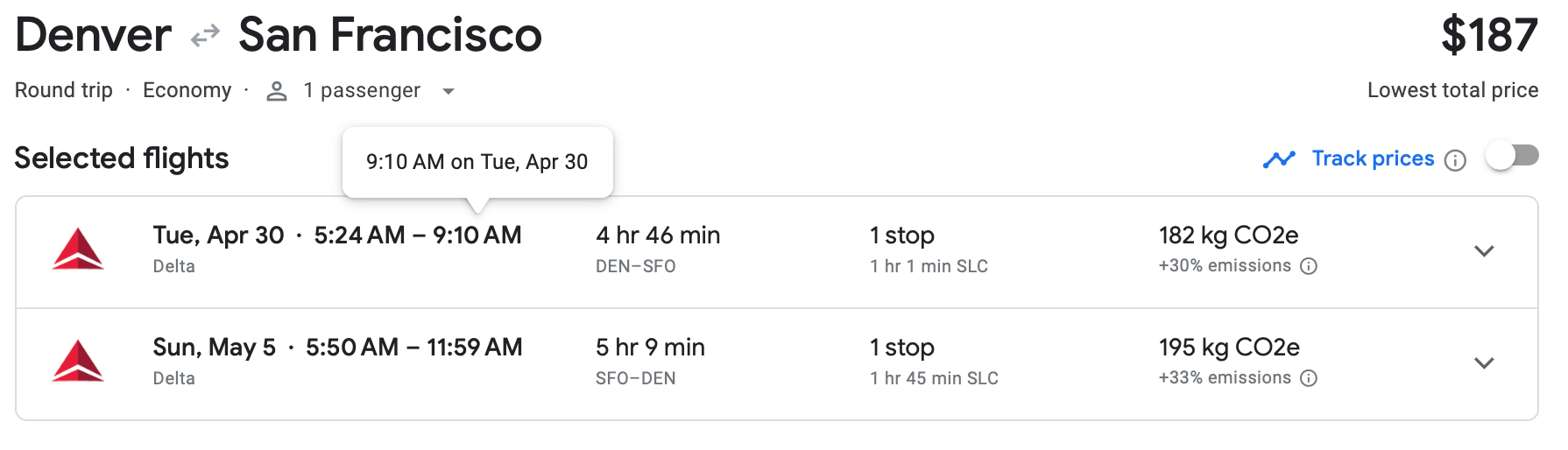 denver to san francisco