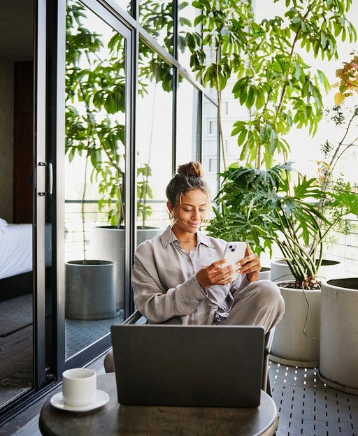 Woman sitting on a patio