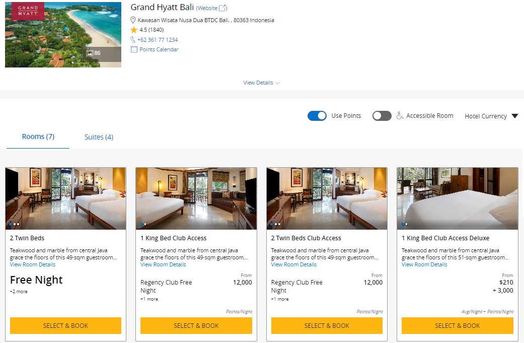 Grand Hyatt Bali room types