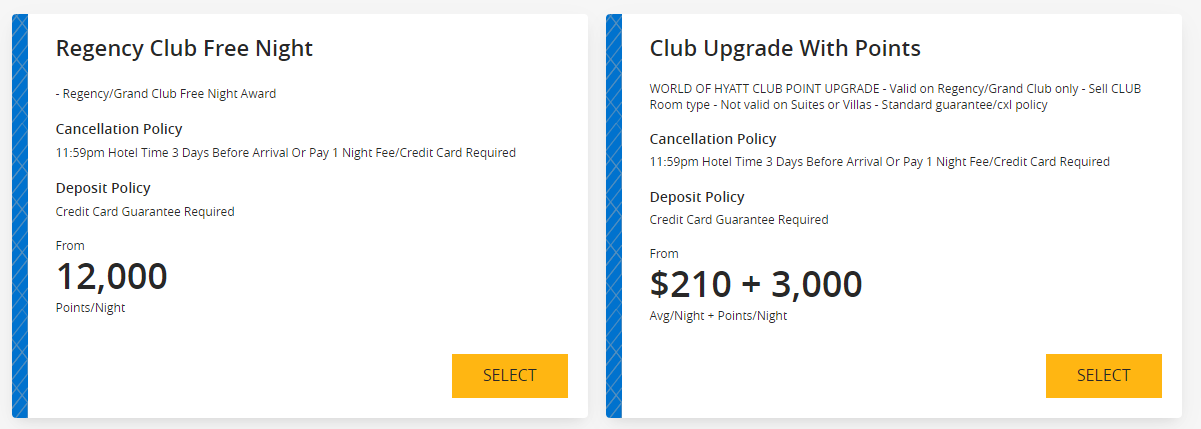 Hyatt upgrade with points