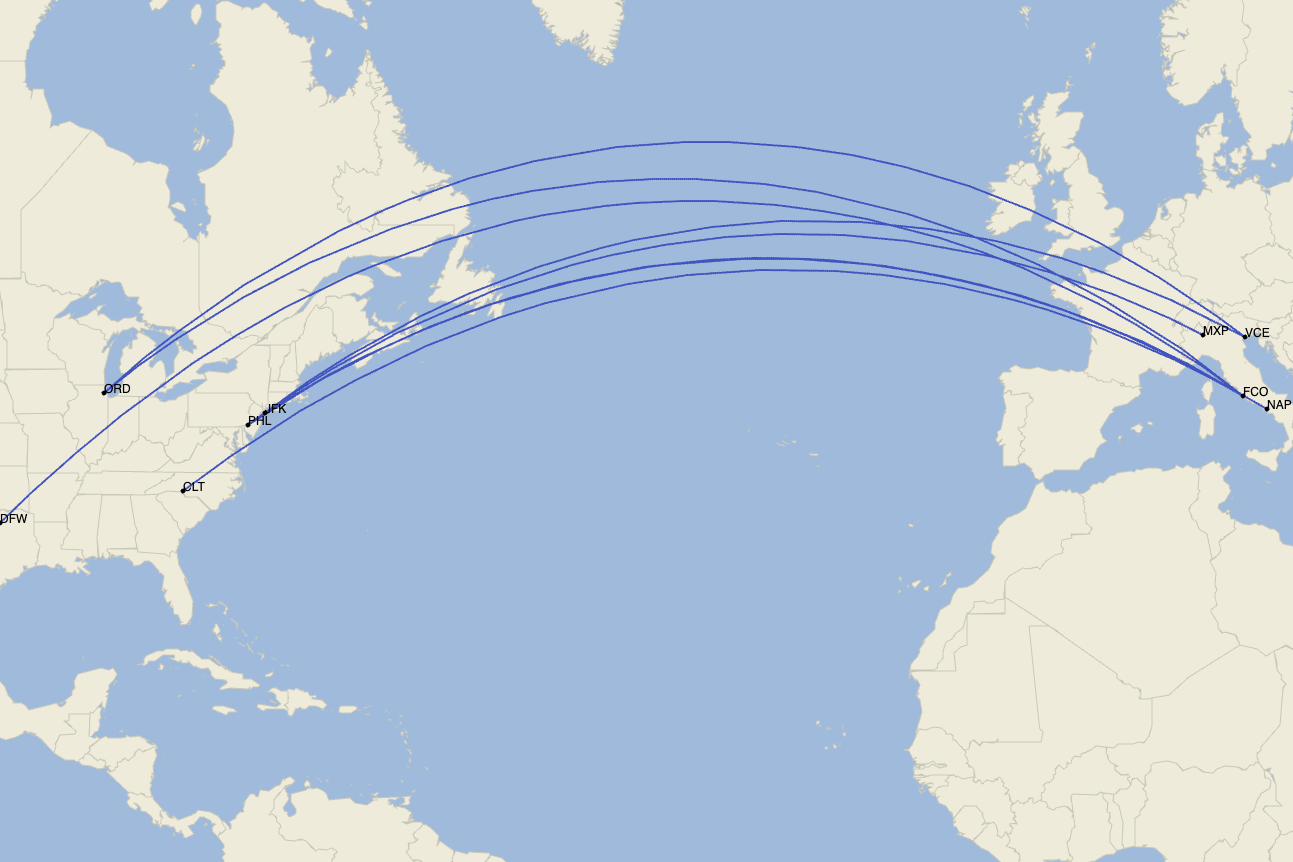 American's Italy routes this summer