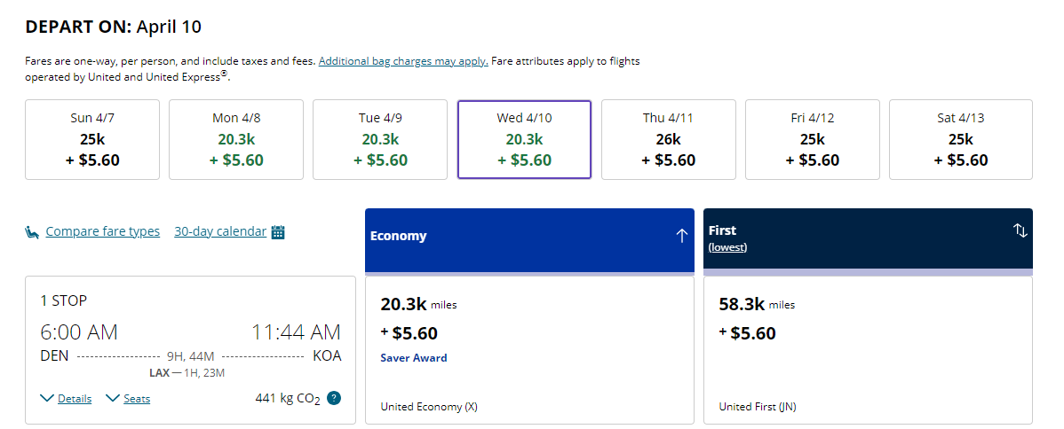 Redeem United miles for Hawaii flight