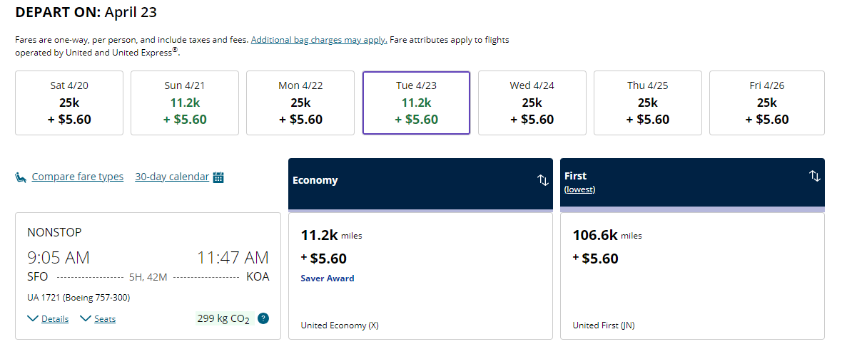 Redeem United miles for Hawaii flight
