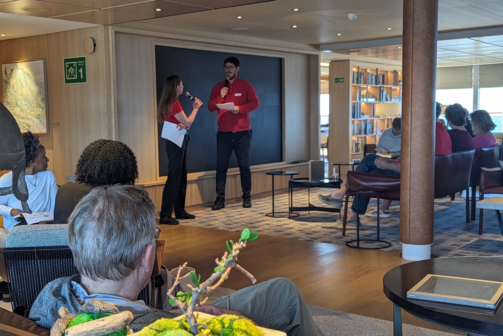 Viking Polaris expedition team members lead science trivia.