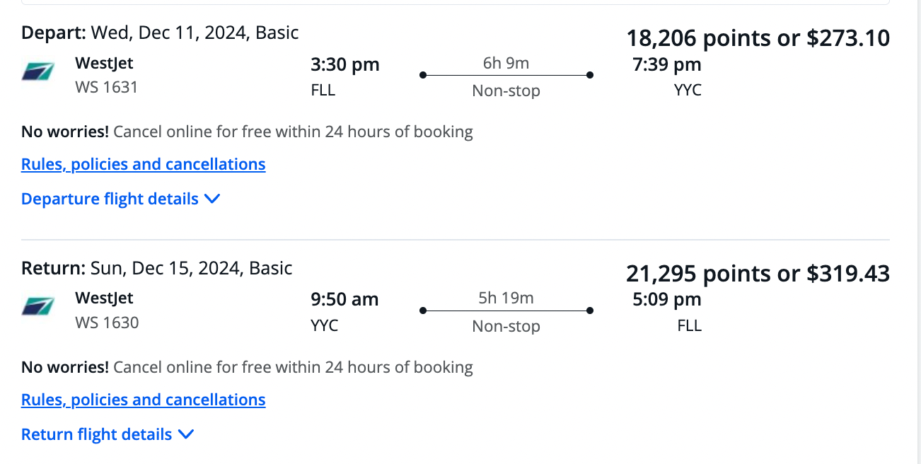 westjet chase travel portal
