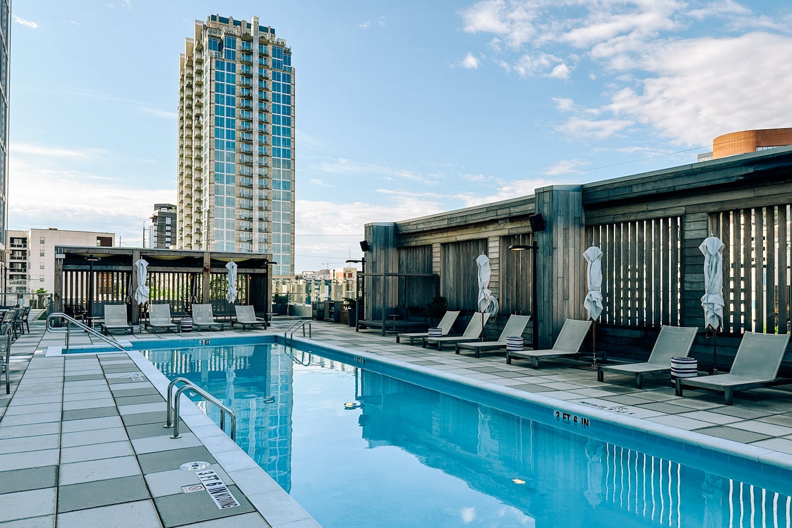The rooftop pool at the Conrad Nashville