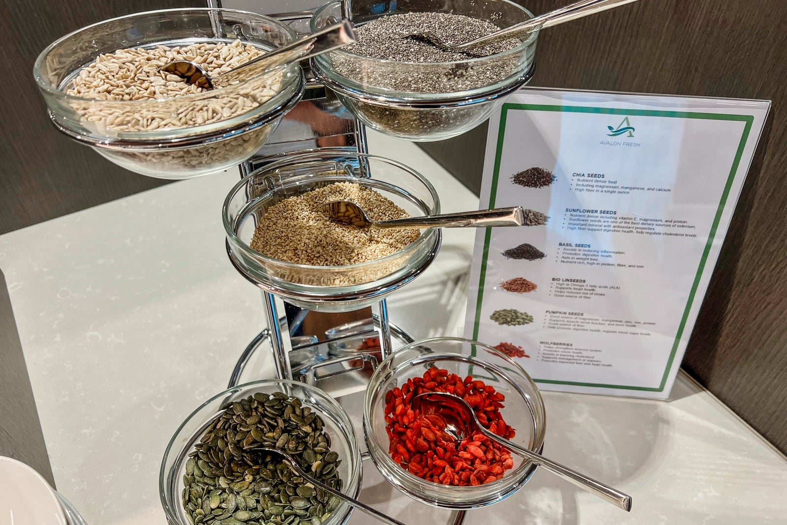 A breakfast tower of super foods on an Avalon ship