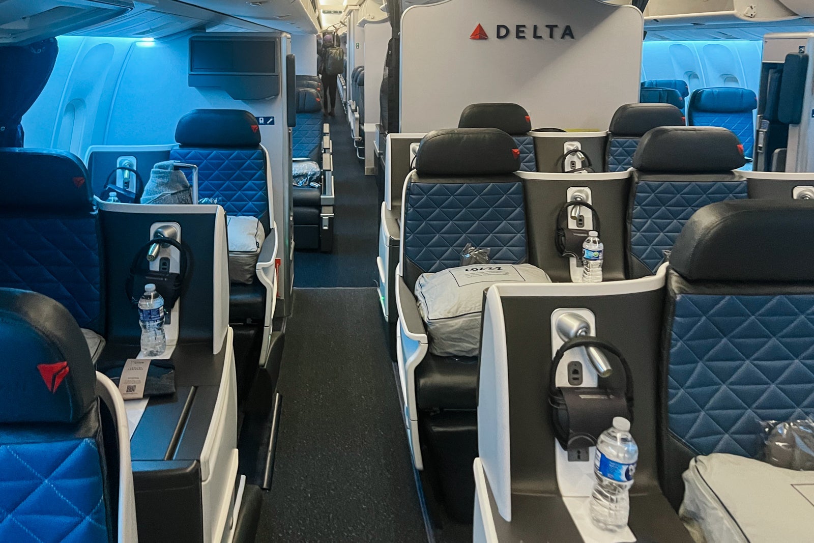 Business class seats on a Delta Air Lines plane