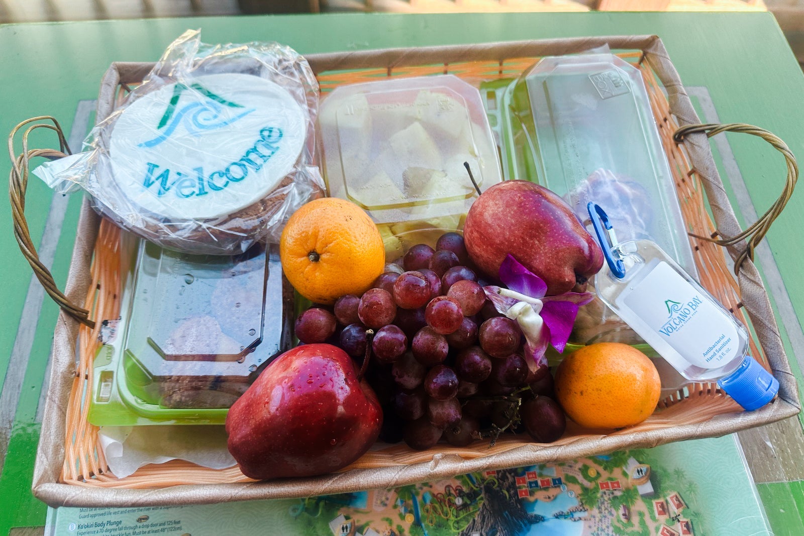 Welcome lunch tray at Beachside cabana at Universal Volcano Bay