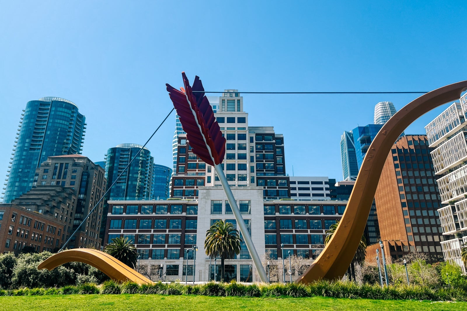 A bow and arrow sculpture in San Francisco