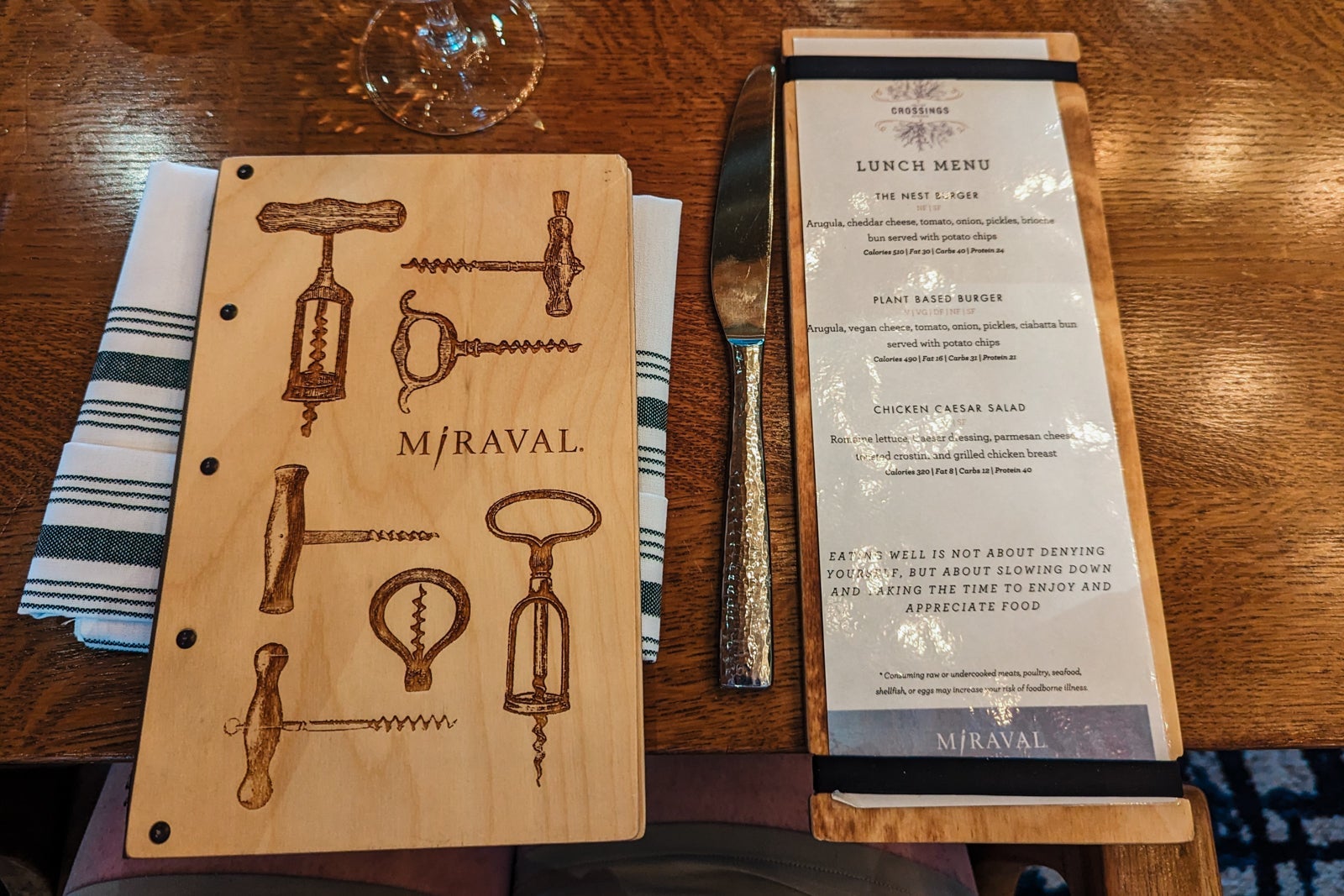 Miraval Austin lunch menu