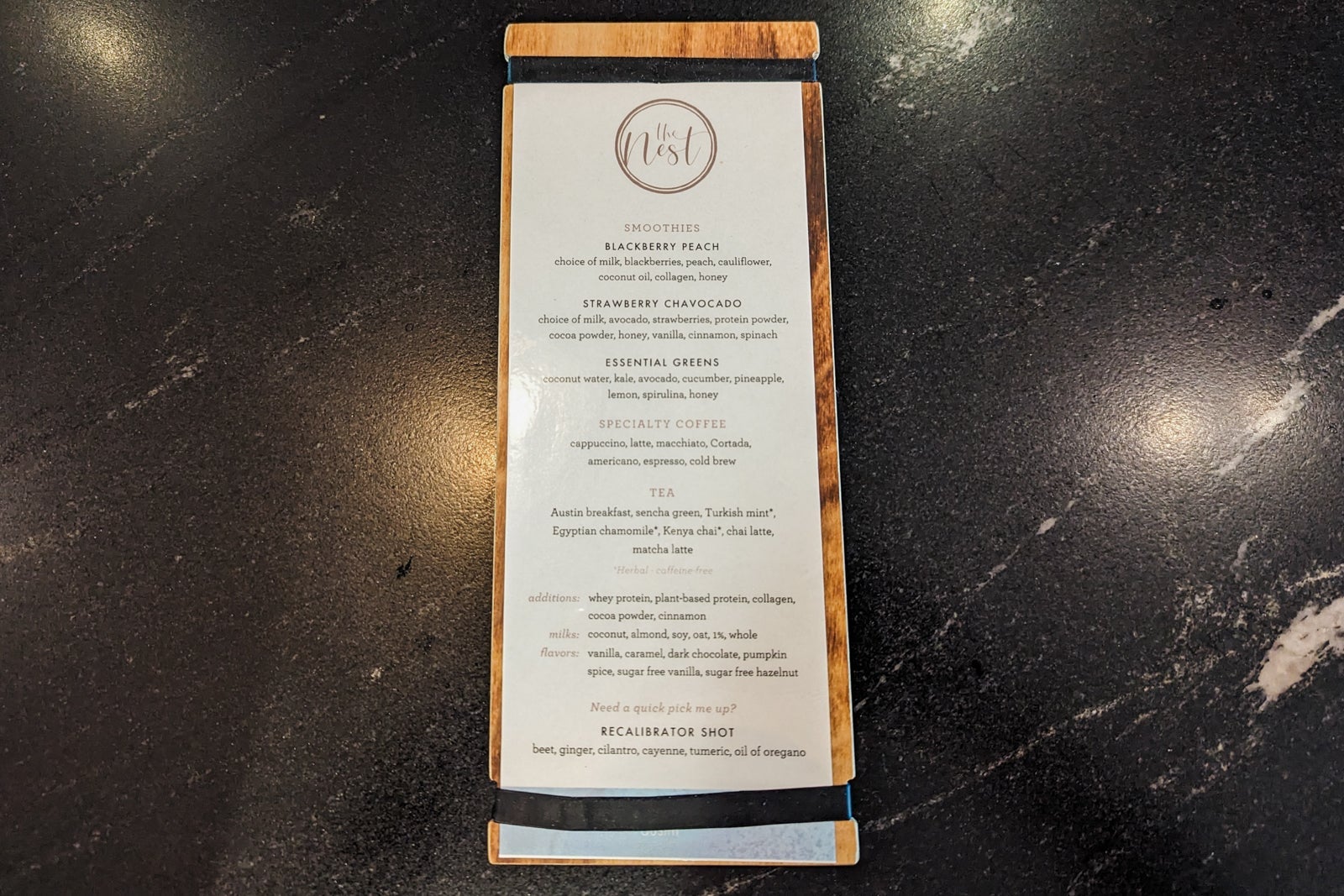 Miraval Austin The Nest menu