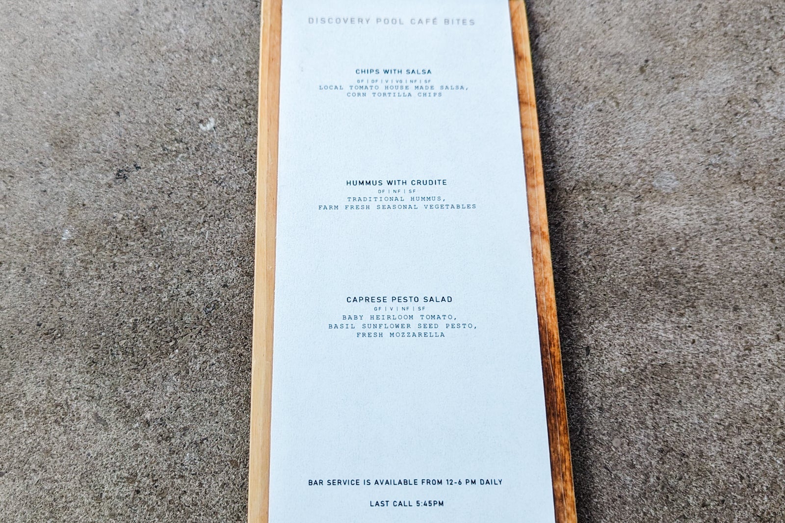 Miraval Austin pool bar menu