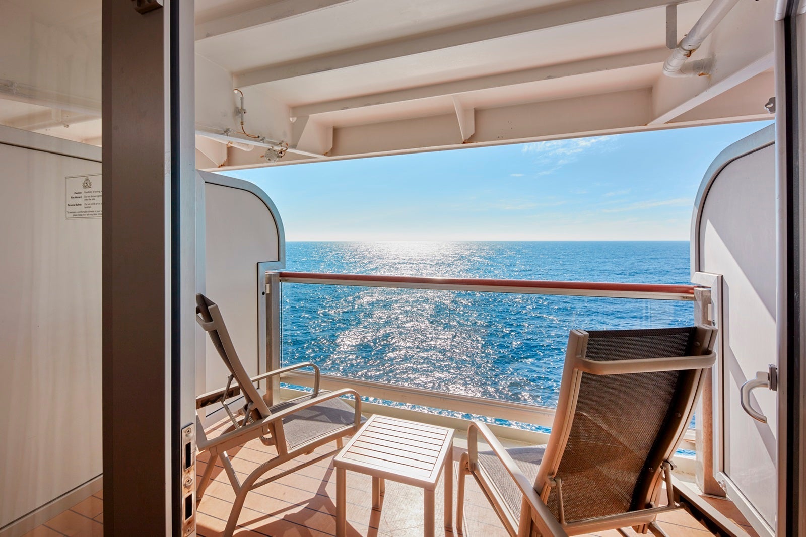 A large balcony on Cunard's Queen Elizabeth cruise ship
