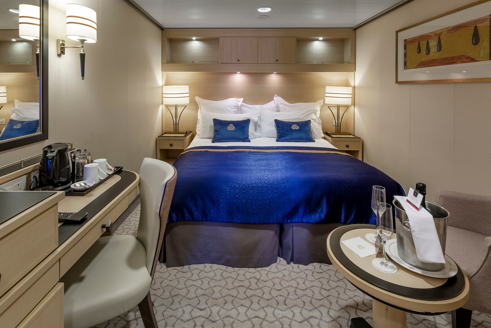 An inside cabin on a Cunard ship
